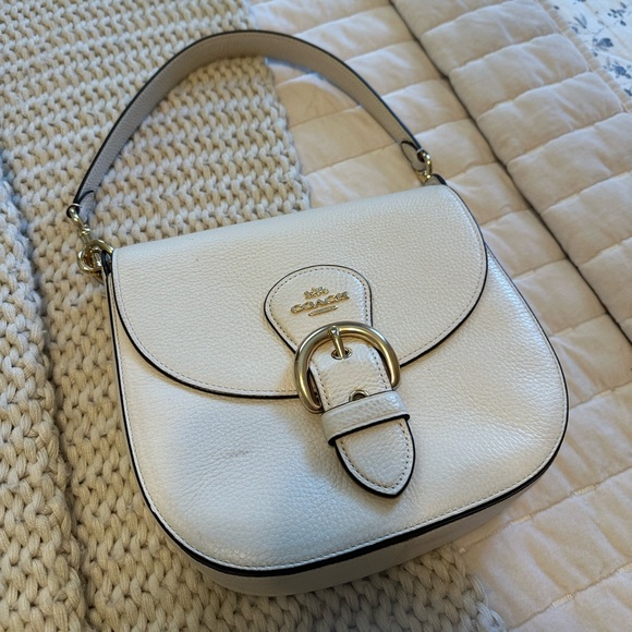 White Coach Saddle Bag with gold hardware - Picture 2 of 8